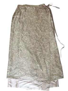 Vintage Y2K early 2000s  silk Overlay Wrap Maxi Skirt